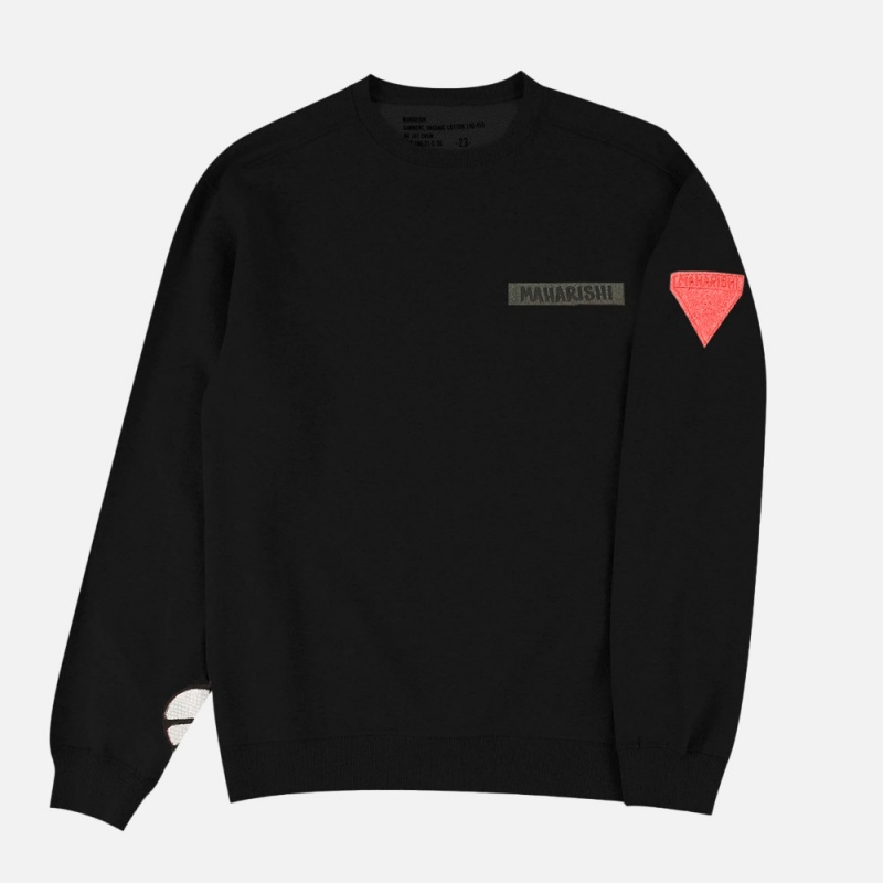 2095 Black Blank Patch Crew Sweat