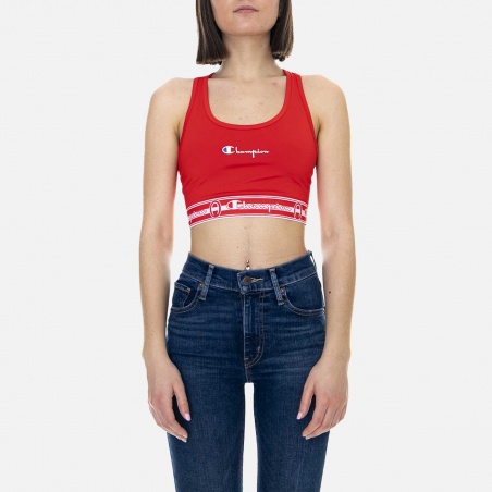 Champion 111857-RS046 Logo Tape Racer Back Sports Bra | 4Elementos