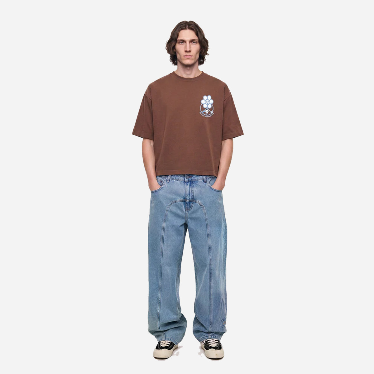 We Are Not Friends Boxy Daisy Brown T-shirt WANF-FA2601